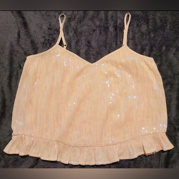 Anthropologie pink sequin tank top - Picture 2 of 8